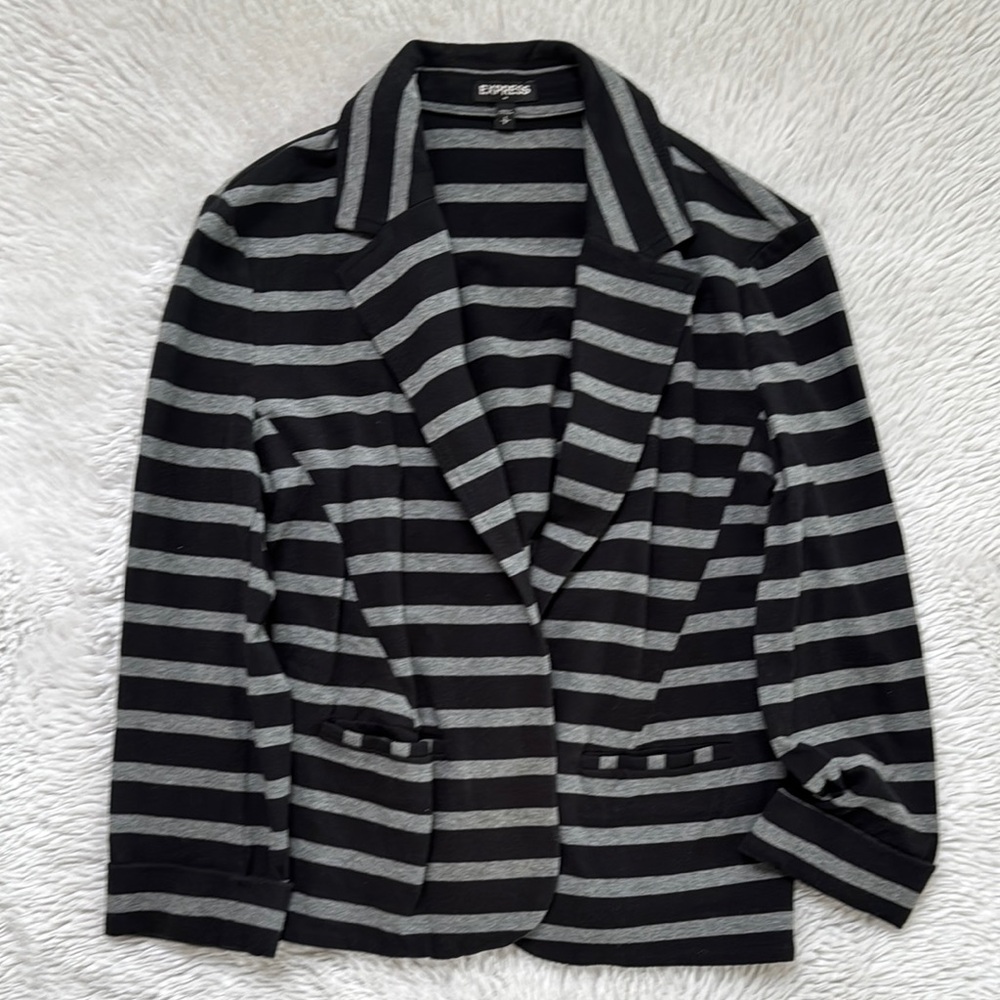 Express Black and Gray Striped Blazer